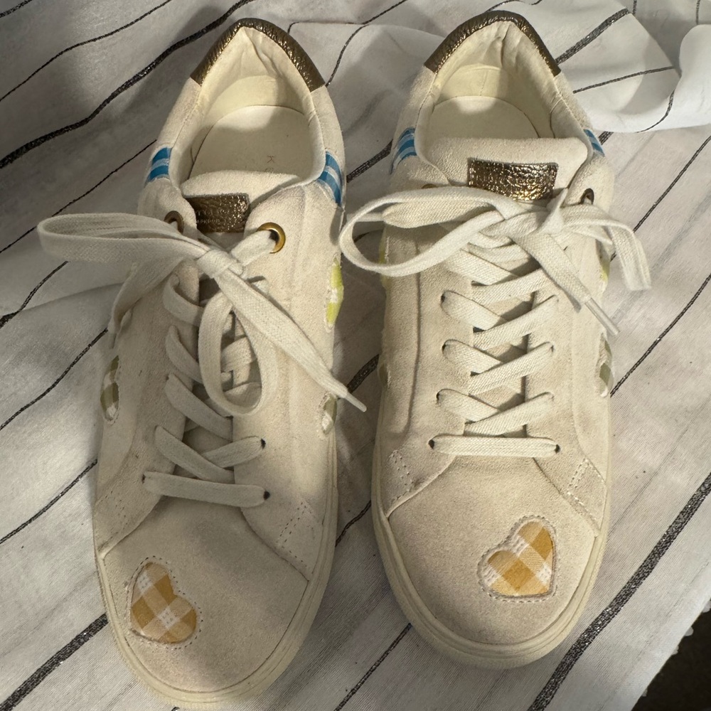 Kurt Geiger Cream and Gold Sneakers